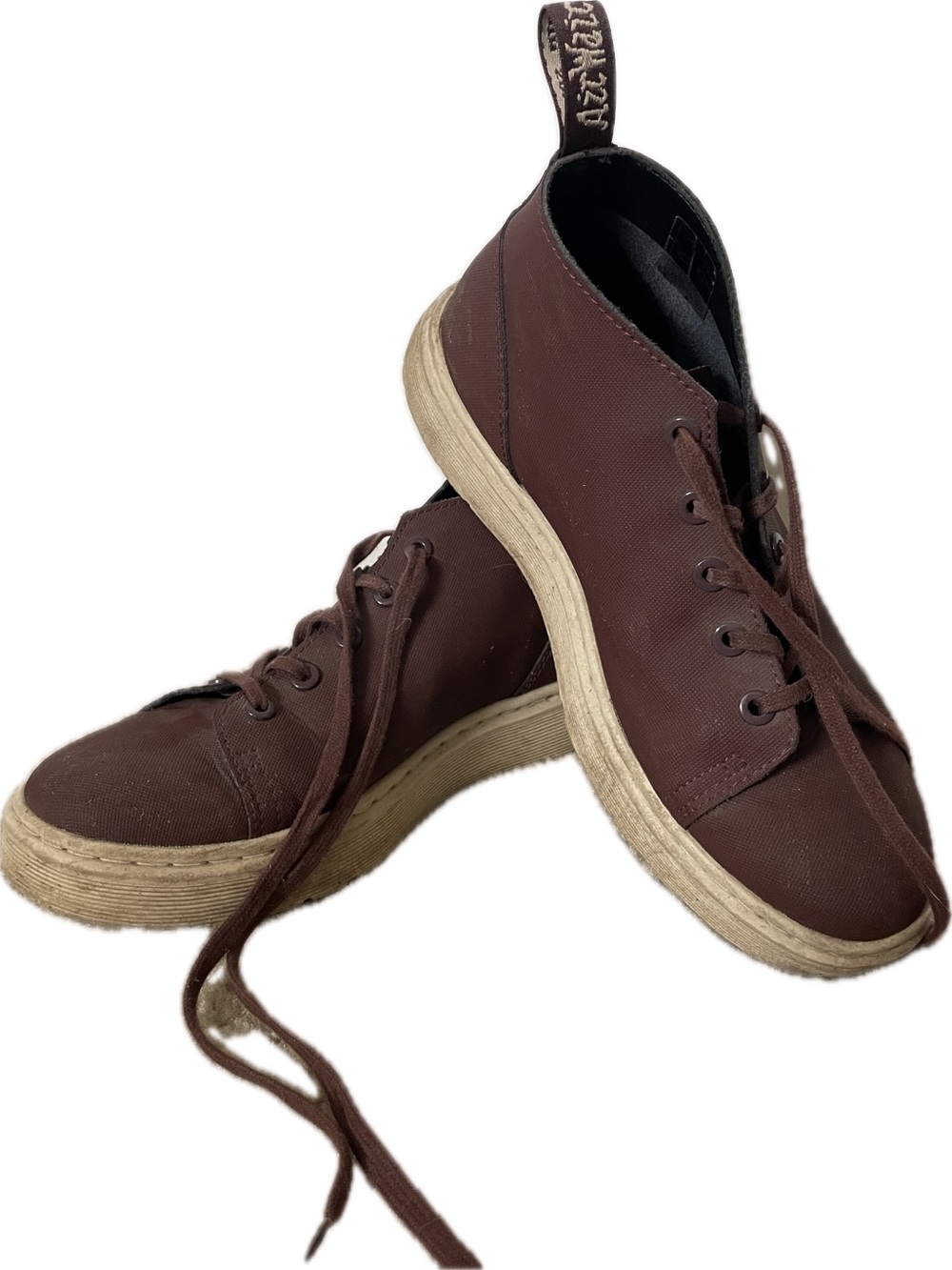 Dr. Martens Maroon Leather Lace-Up Sneakers
